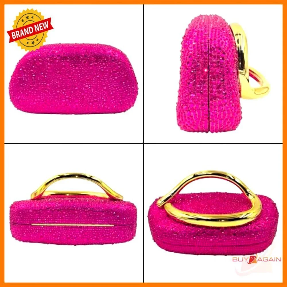 Mini Rhinestone Clutch Evening Bag with Detachable Chain Straps